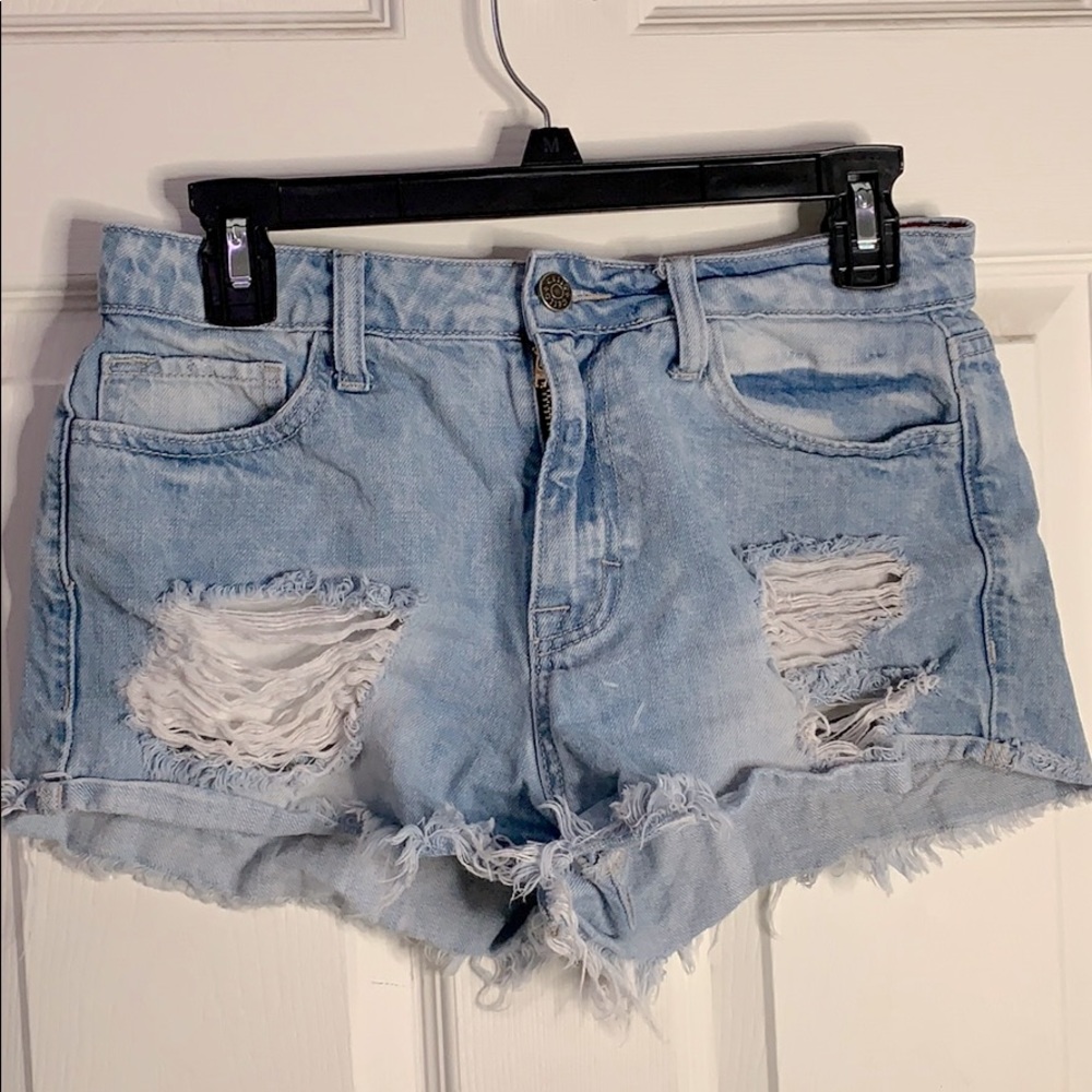 Light-washed Distressed Jean Shorts